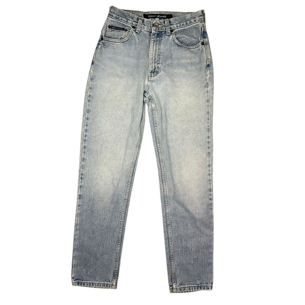 Vintage DKNY Women’s 6 High Waisted Jeans Light Wash Large Patch 90s